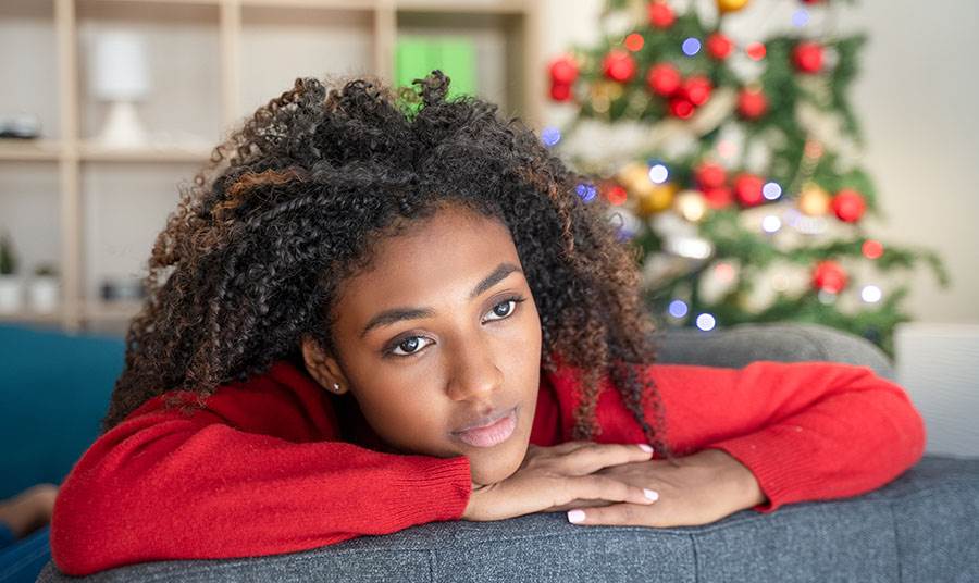 Pensive woman during the holidays