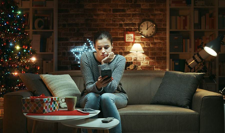 Worried woman during the holidays