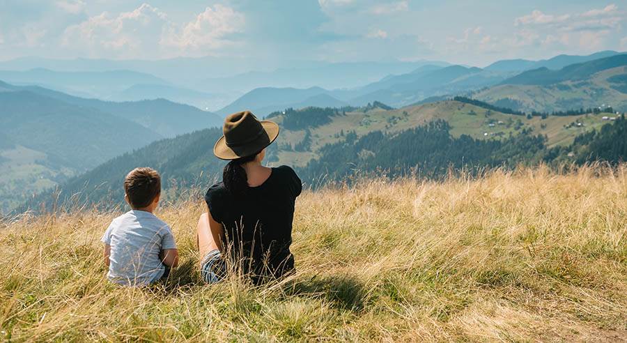 Mom and child appreciating nature