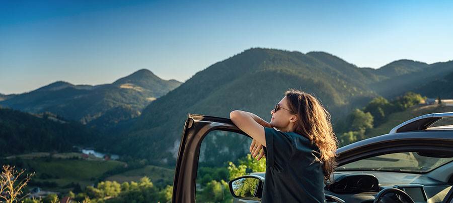 Woman on a road trip