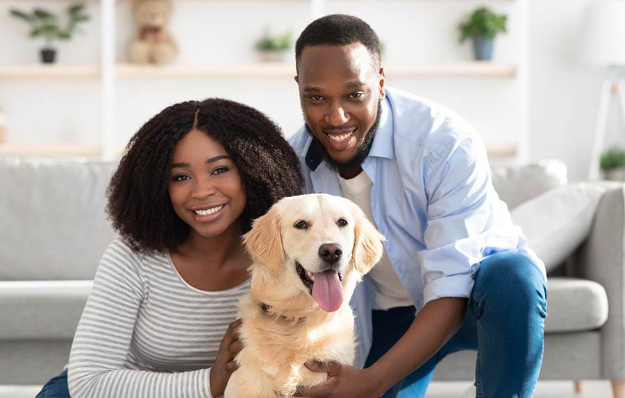 Couple with a dog