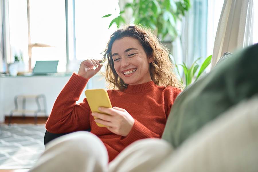 Woman getting a phone reading